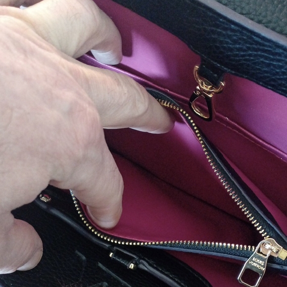 Louis Vuitton Black Leather Satchel with Gold Accents - Picture 5 of 8